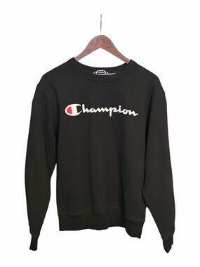 Champion black crewneck sweatshirt Small comfort casual lounge Athleisure active